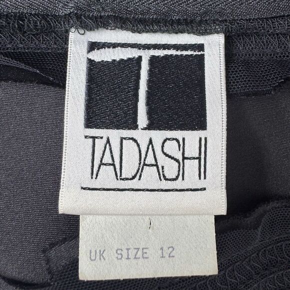 Vtg Tadashi Satin Sheer Maxi Skirt Size 10 Formal Flare Bottom Goth Vamp Witchy - Picture 10 of 11